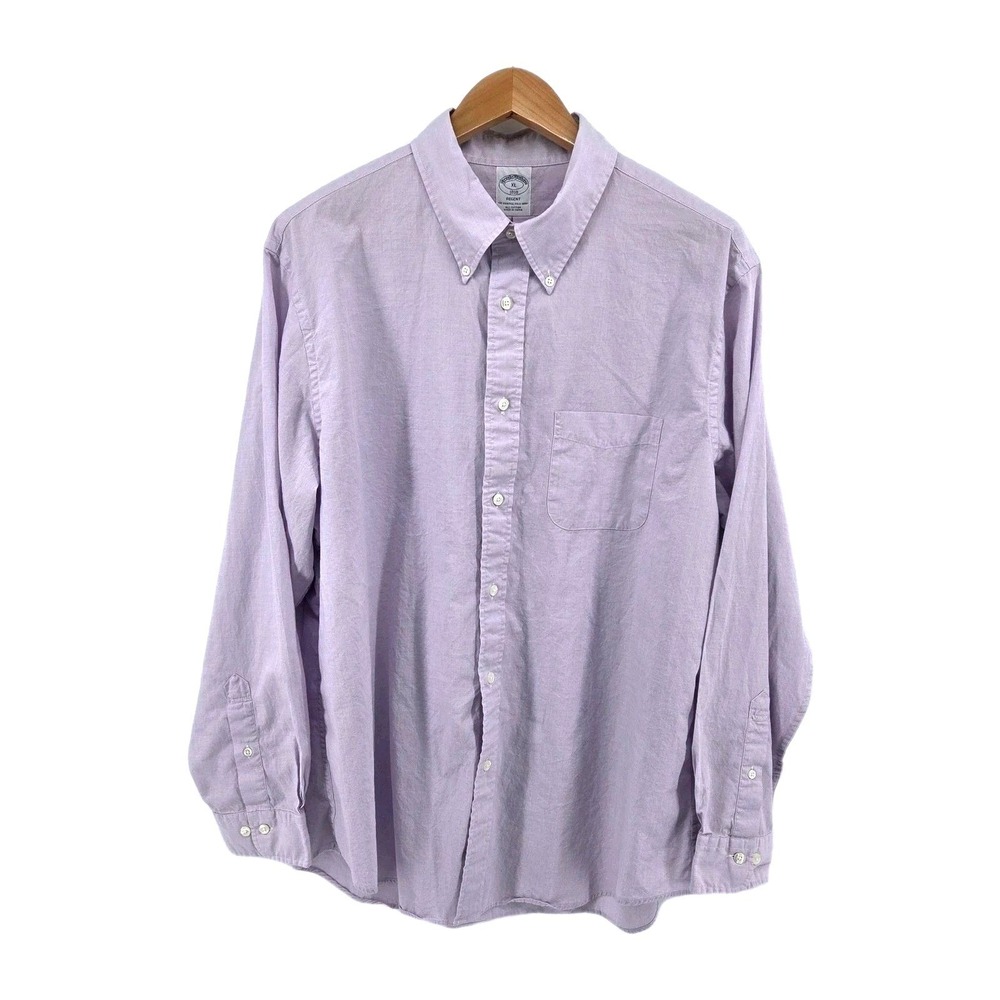 Brooks Brothers 1818 Regent Fit Button Up‎ Dress Shirt Long Sleeve Lavender XL